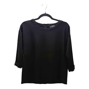 Grace The Perfect Fit‎ Size S Women's Black 3/4 Sleeve Button Back Blouse Top